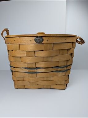 Peterboro Basket Co Large Round Basket with Lid, Riser& Serving Bowl/Divider/Lid